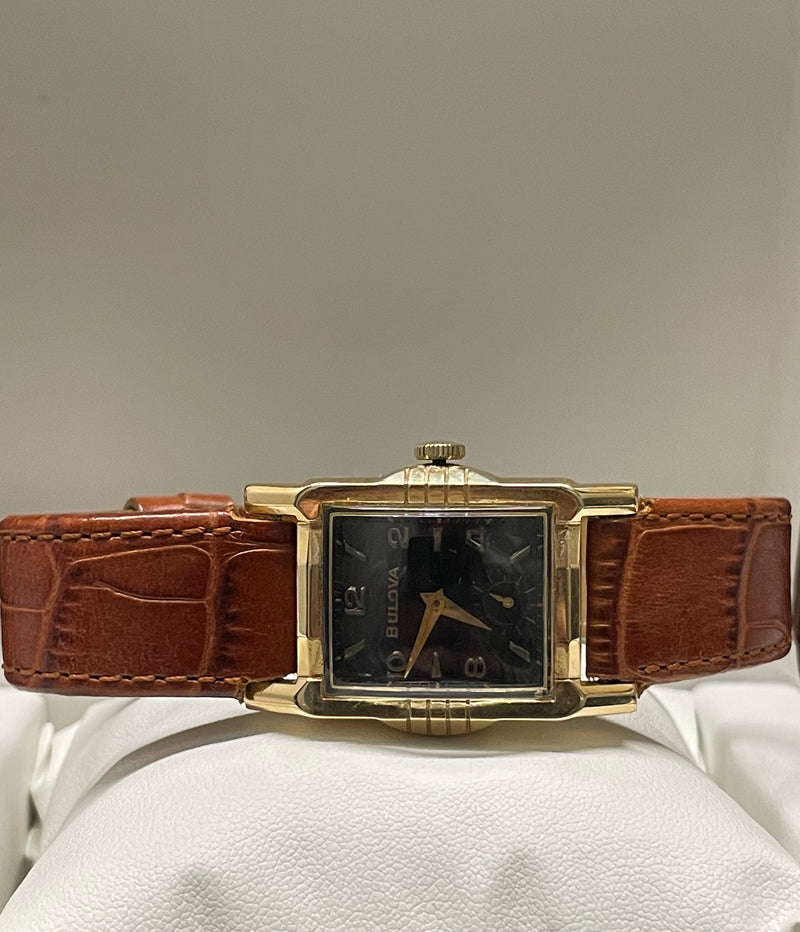 Bulova Vintage 1940s 14K Solid  Gold Watch with Black Dial  - $13K APR w/ COA!!! APR57