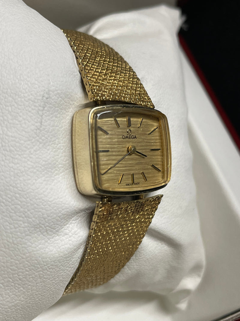 Omega 10K Gold Filled Ladies Watch: Engraved Dial, Enamel Mark- $10K APR w/ COA! APR57