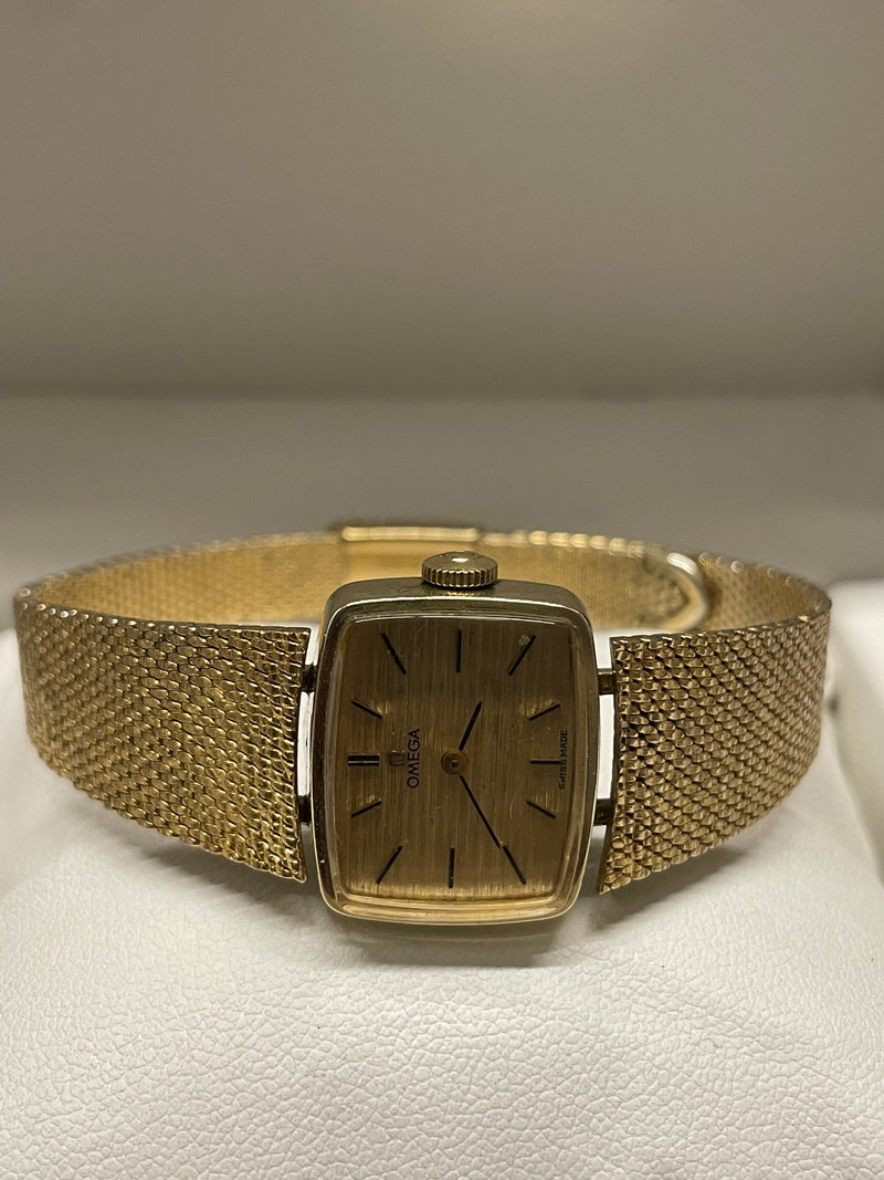 Omega 10K Gold Filled Ladies Watch: Engraved Dial, Enamel Mark- $10K APR w/ COA! APR57