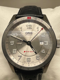 Oris Men's Watch:Stainless Steel,Platinum Dial,Red 24-Hour Hand- $5K APR w/ COA! APR57