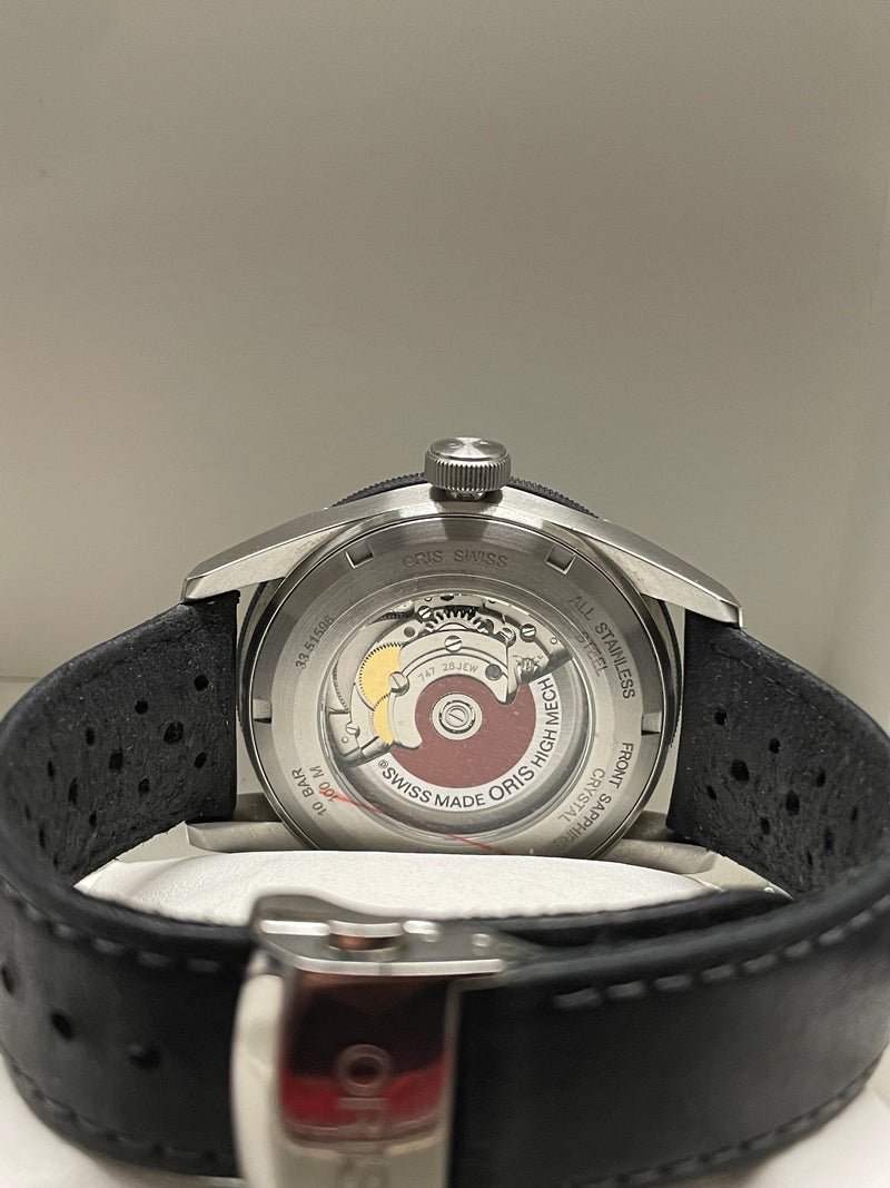 Oris Men's Watch:Stainless Steel,Platinum Dial,Red 24-Hour Hand- $5K APR w/ COA! APR57