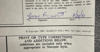 Signed Joan Bennett Who’s Who In America Application Document - $10K APR w/CoA APR57