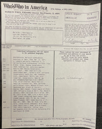 Signed Mstislav L. Rostropovich Who’s Who In America Application Document - $15K APR w/CoA APR57