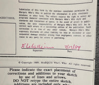 Signed Eva Le Gallienne Who’s Who In America Application Document - $15K APR w/CoA APR57