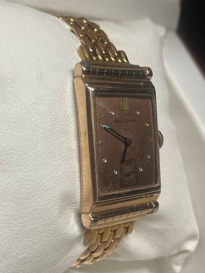 Bulova Vintage 1940s 14K Rose Gold Tank Watch, Rare & Elegant - $6K APR w/ COA! APR57