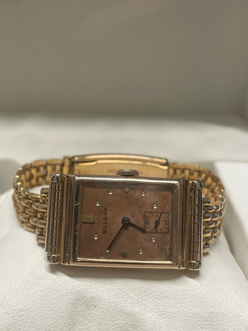 Bulova Vintage 1940s 14K Rose Gold Tank Watch, Rare & Elegant - $6K APR w/ COA! APR57