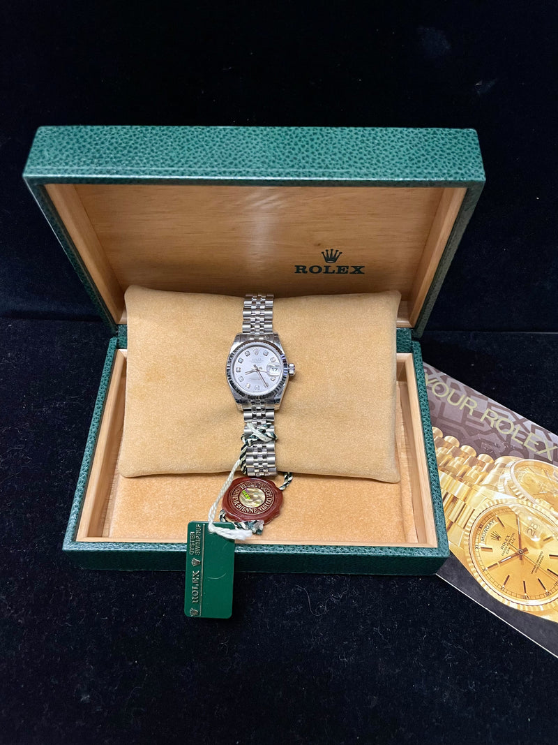 ROLEX Datejust SS & 18KWG bezel w/diamond indice Ladies' Watch- $22K APR w/ COA! APR57