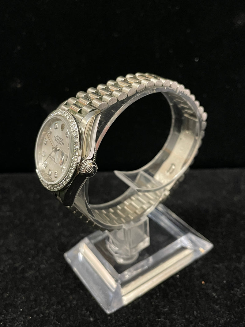 ROLEX Datejust Platinum w/diamonds' bezel Ladies' Watch - $100K APR w/ COA! APR57