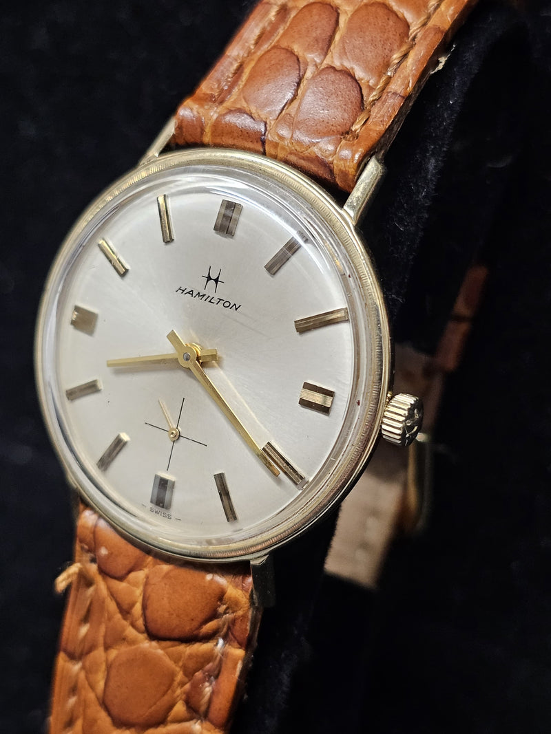 HAMILTON Vintage 1950s 14K Gold Wristwatch w/ Silver Oyster Dial - $8K APR Value w/ CoA! APR 57