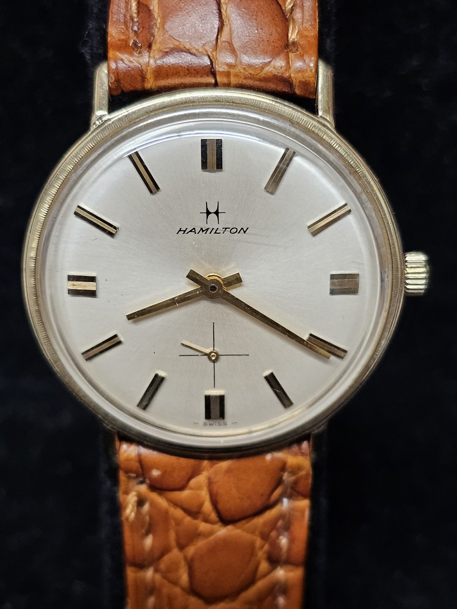 HAMILTON Vintage 1950s Solid Gold w/ Silver Oyster Dial Watch - $8K APR  w/COA!!