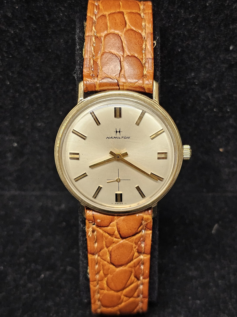 HAMILTON Vintage 1950s Solid Gold w/ Silver Oyster Dial Watch - $8K APR  w/COA!!