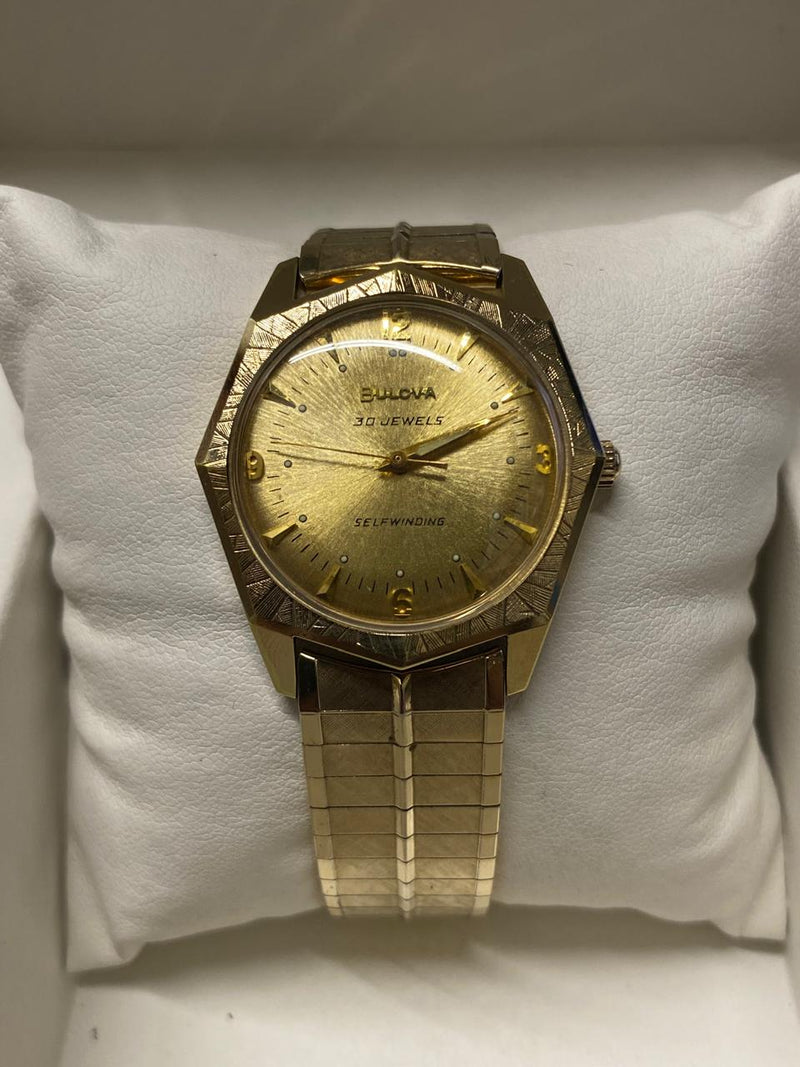 BULOVA UNIQUE RARE DESIGN GOLD ENGRAVED IN BRAND NEW CONDITION -$10K APR W/ COA! - $10K APPRAISAL & CERTIFICATE OF AUTHENTICITY APR57