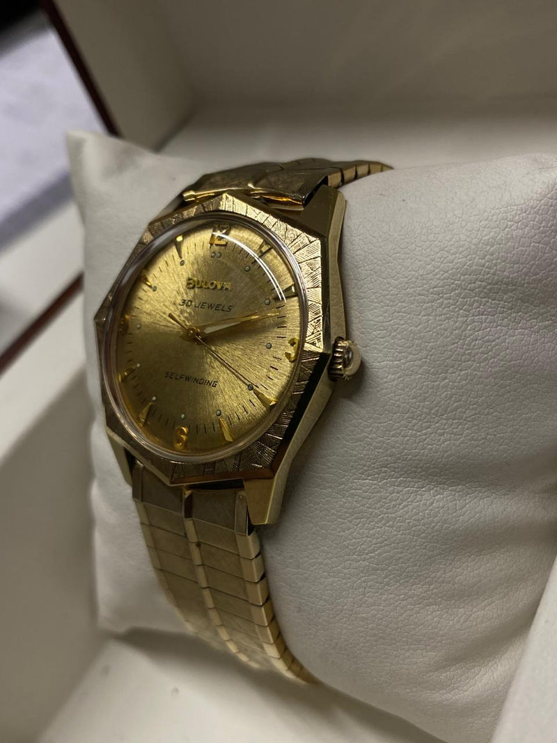 BULOVA UNIQUE RARE DESIGN GOLD ENGRAVED IN BRAND NEW CONDITION -$10K APR W/ COA! - $10K APPRAISAL & CERTIFICATE OF AUTHENTICITY APR57