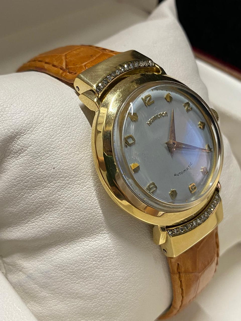 HAMILTON 18K Gold C. 1950's Men's Wristwatch w/ 26 Diamonds - $25K APR w/ COA!!! APR 57