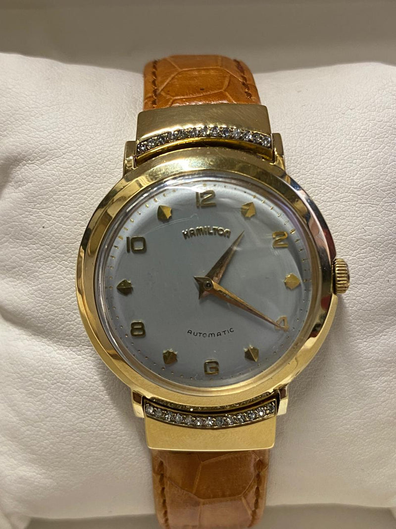 HAMILTON 18K Gold C. 1950's Men's Wristwatch w/ 26 Diamonds - $25K APR w/ COA!!! APR 57