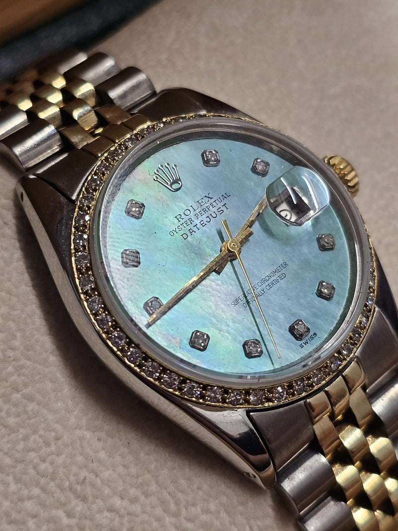 Rolex DateJust w/ Date Feature 10 Diamonds Dial, Steel & Gold - $35K APR w/ COA! APR 57