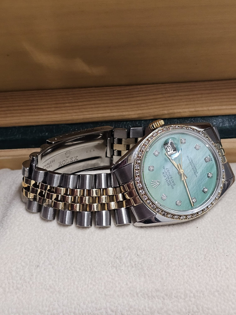 Rolex DateJust w/ Date Feature 10 Diamonds Dial, Steel & Gold - $35K APR w/ COA! APR 57