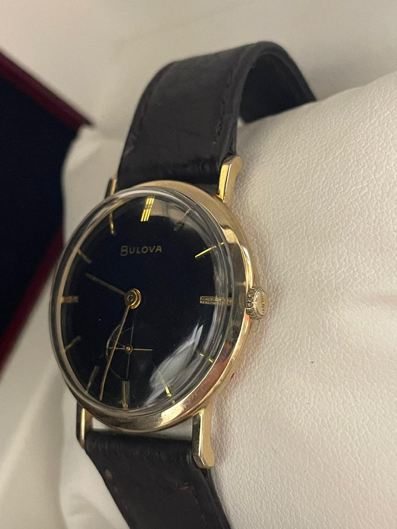 Bulova Vintage 1950s Watch - 10K GF, Black Dial, Black Strap- $6K APR w/ COA!!!! APR57