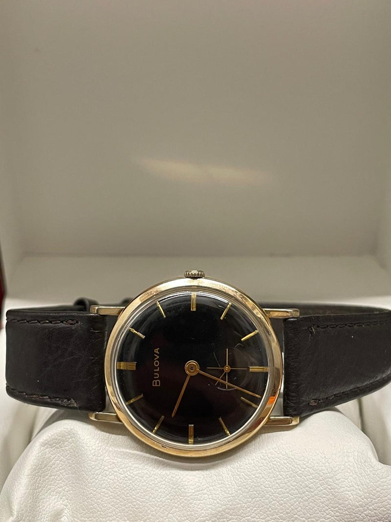 Bulova Vintage 1950s Watch - 10K GF, Black Dial, Black Strap- $6K APR w/ COA!!!! APR57