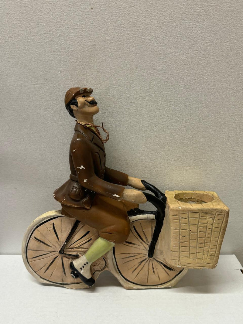 Vintage Plaster Chalk Figurine of a Man on a Bicycle 1880s - $6K APR w/CoA APR 57