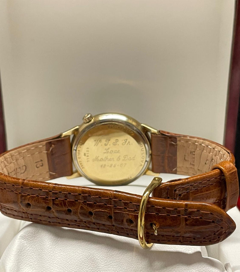 Bulova Accutron Vintage 1950s, Solid Gold, Leather Brown Strap- $10K APR w/ COA! APR57