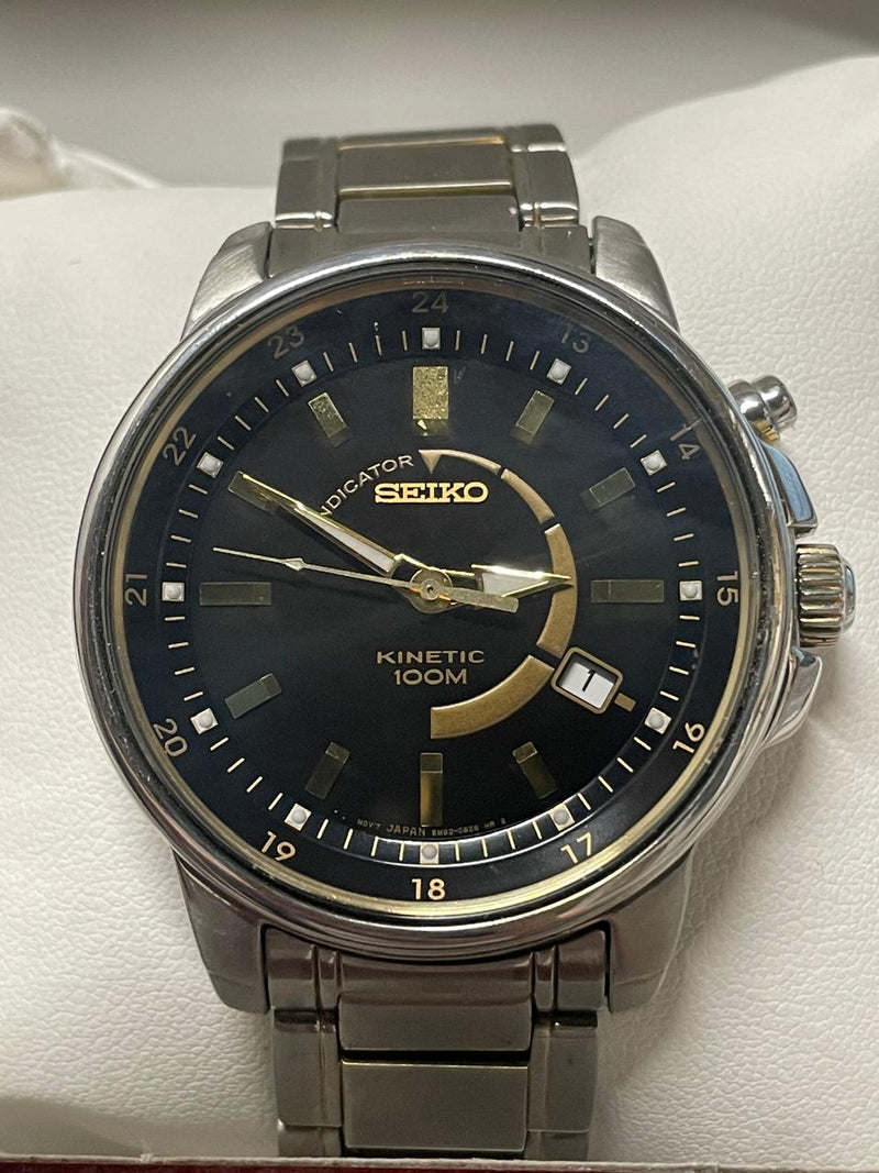 Seiko Stainless Steel Kinetic Watch - Gold Accents, Limited  - $1.5K APR w/ COA! APR57