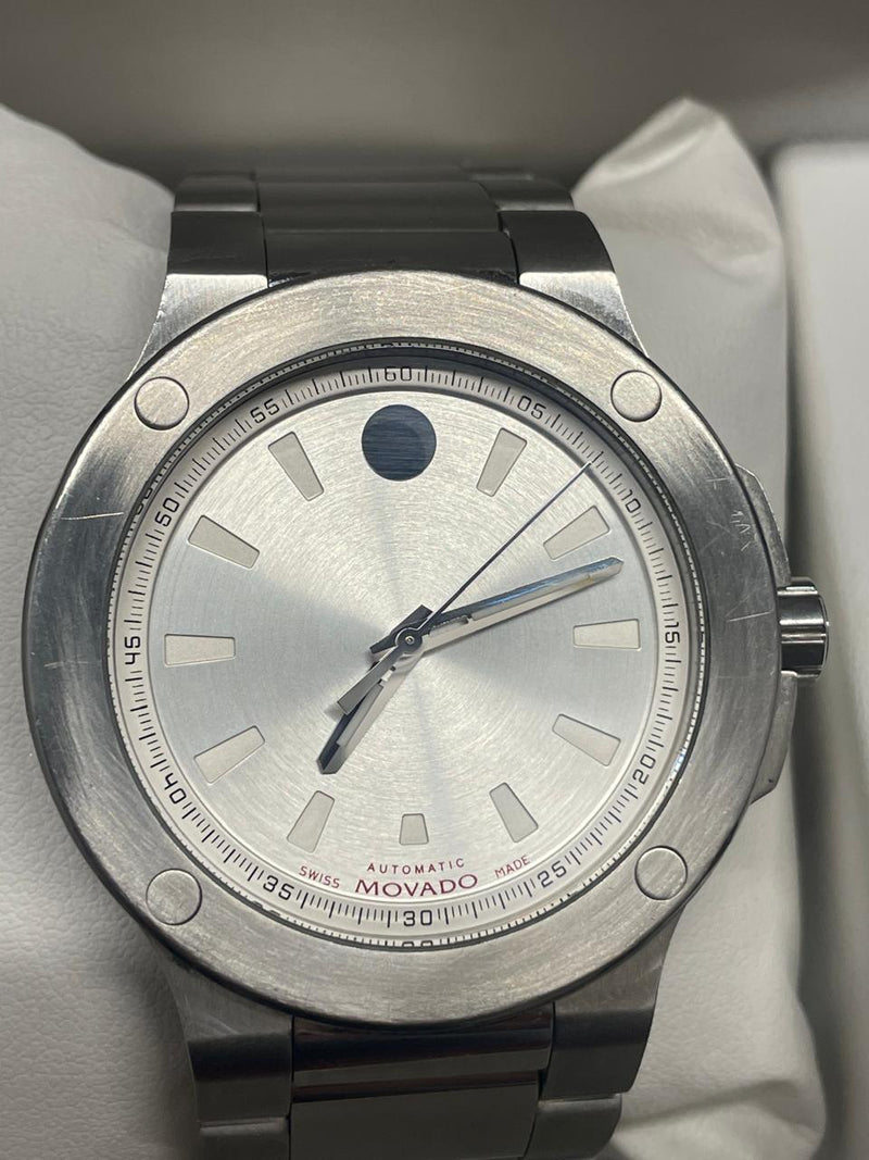 Movado Extra Large Stainless Steel Watch with Platinum Dial 3K APR