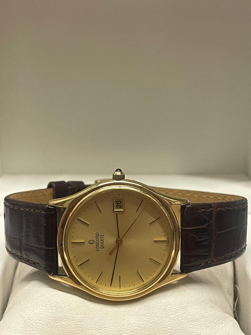 Concord 14K Solid Yellow Gold, Unisex Watch with Brown Strap- $13K APR w/ COA!!! APR57