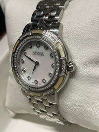 Bulova Stainless Steel Watch, Diamond Bezel, Mother of Pearl Dial- $5K APRw/COA! APR57