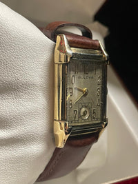 Bulova Vintage 1940s Tank Watch with Gold Case & Leather Strap- $6K APR w/ COA! APR57