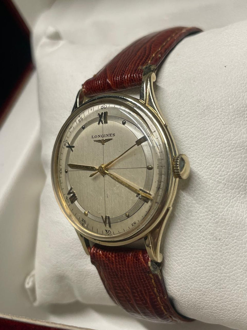 Longines Vintage 1950s Solid Gold Watch: Rare Roman Numeral Dial-10K$  APR w/COA! APR57