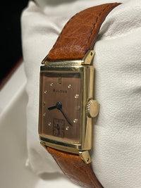 Bulova 1940s Gold Tank Watch - Rose Dial, Blue Hands, Vintage - $13K APR w/ COA! APR57