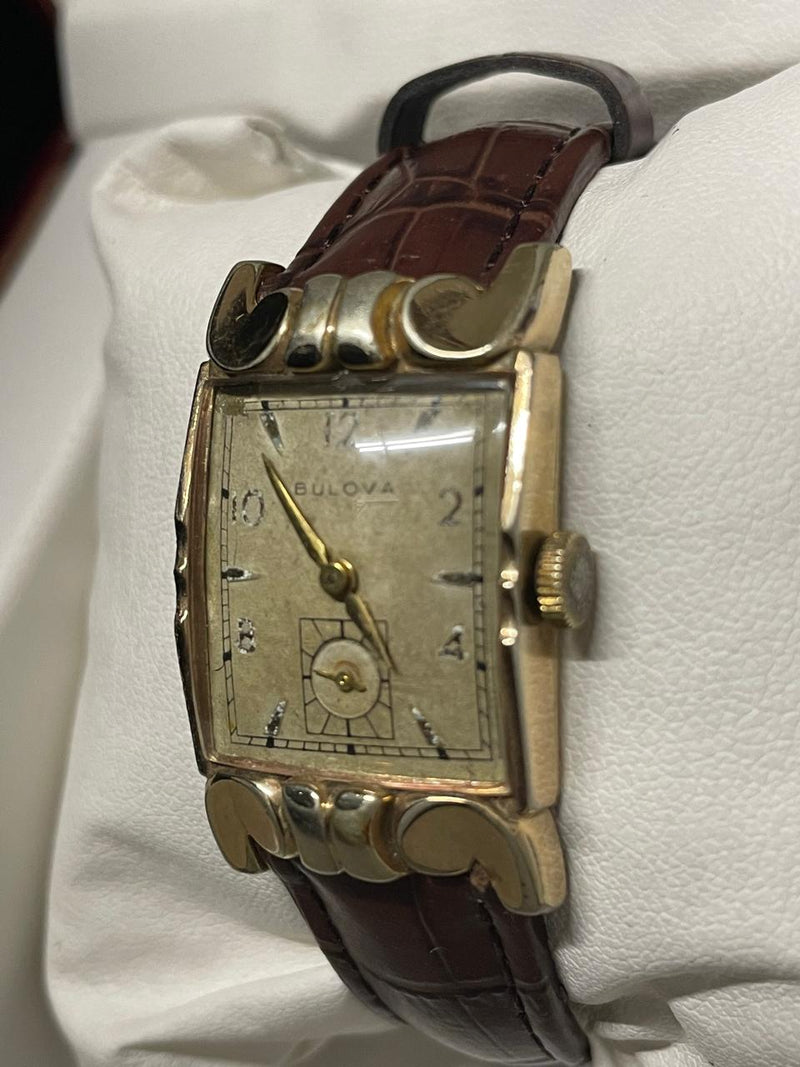 Bulova Vintage 1940s Unisex Watch - RGP Unique Lugs, Gold Dial- $10K APR w/ COA! APR57