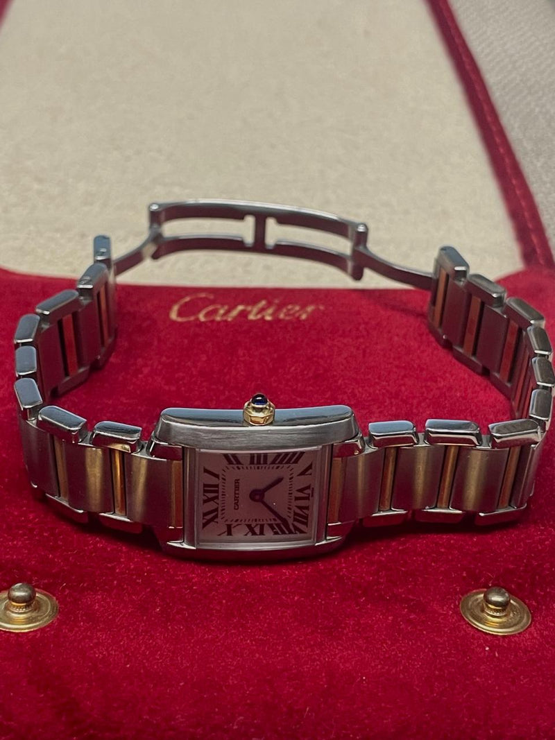 Cartier Ladies Tank 18k Gold and Steel Watch, Rare Discontinued- $16K APR w/COA! APR57