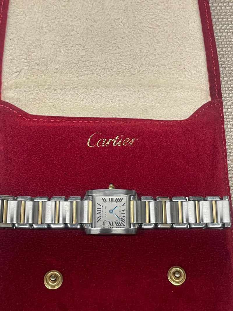 Cartier Ladies Tank 18k Gold and Steel Watch, Rare Discontinued- $16K APR w/COA! APR57