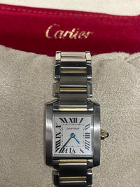 Cartier Ladies Tank 18k Gold and Steel Watch, Rare Discontinued- $16K APR w/COA! APR57