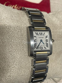 Cartier Ladies Tank 18k Gold and Steel Watch, Rare Discontinued- $16K APR w/COA! APR57