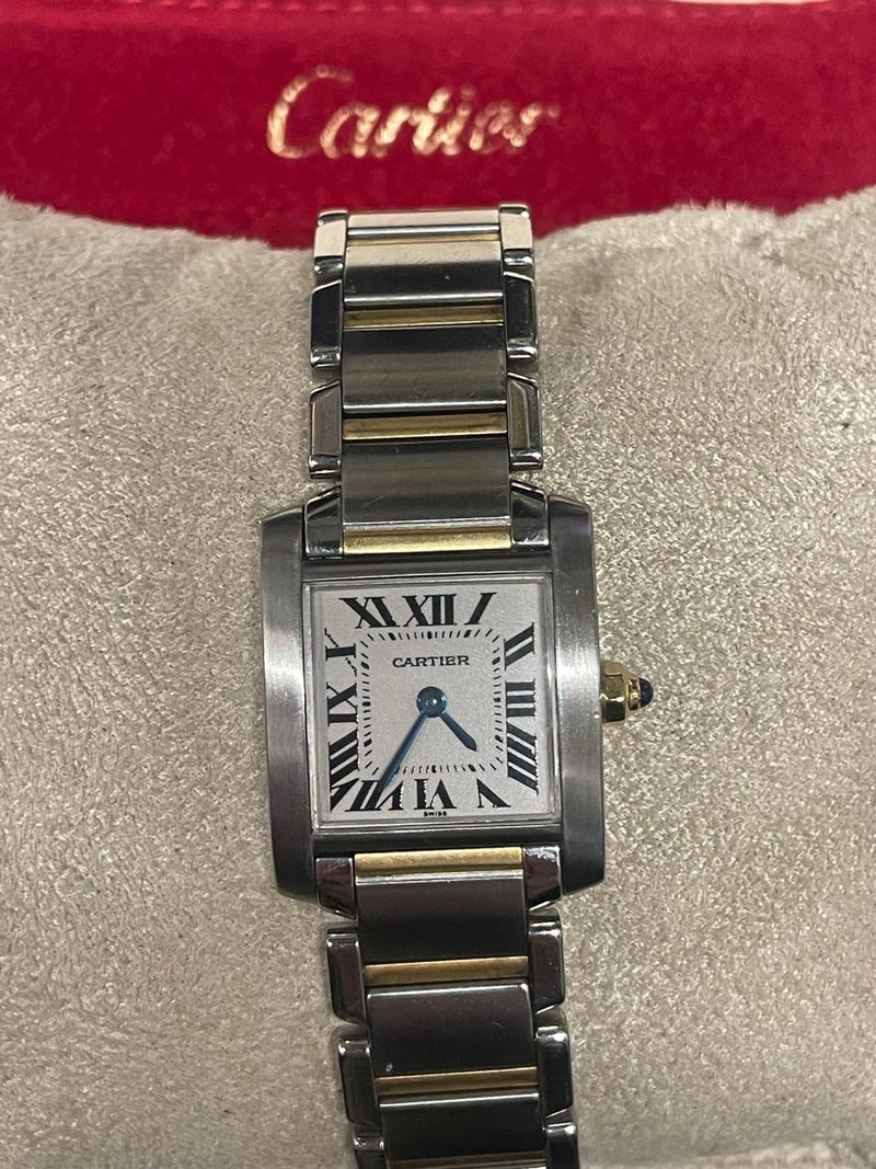 Cartier Ladies Tank 18k Gold and Steel Watch, Rare Discontinued- $16K APR w/COA! APR57