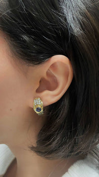 Designer 18K Gold Earrings with Diamonds and Blue Sapphires- $30K APR w/ CoA! APR 57