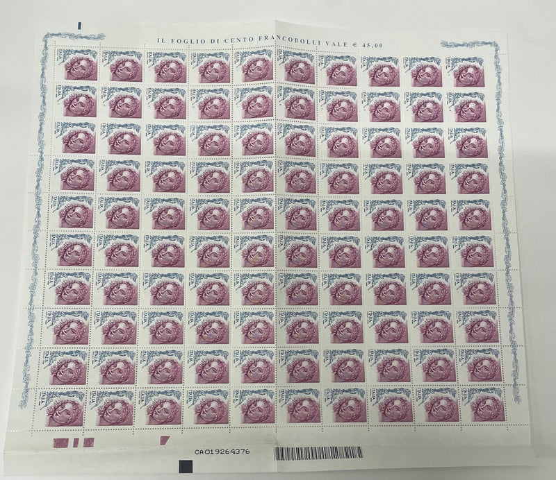 Rare French Error Sheet of 100 Stamps Missing Denomination- $75K APR w/ CoA! APR 57