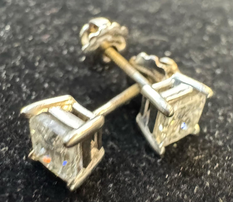 Princess Cut Diamond Earrings In 14K White Gold, Beautiful&Elegant With $12K APR APR57