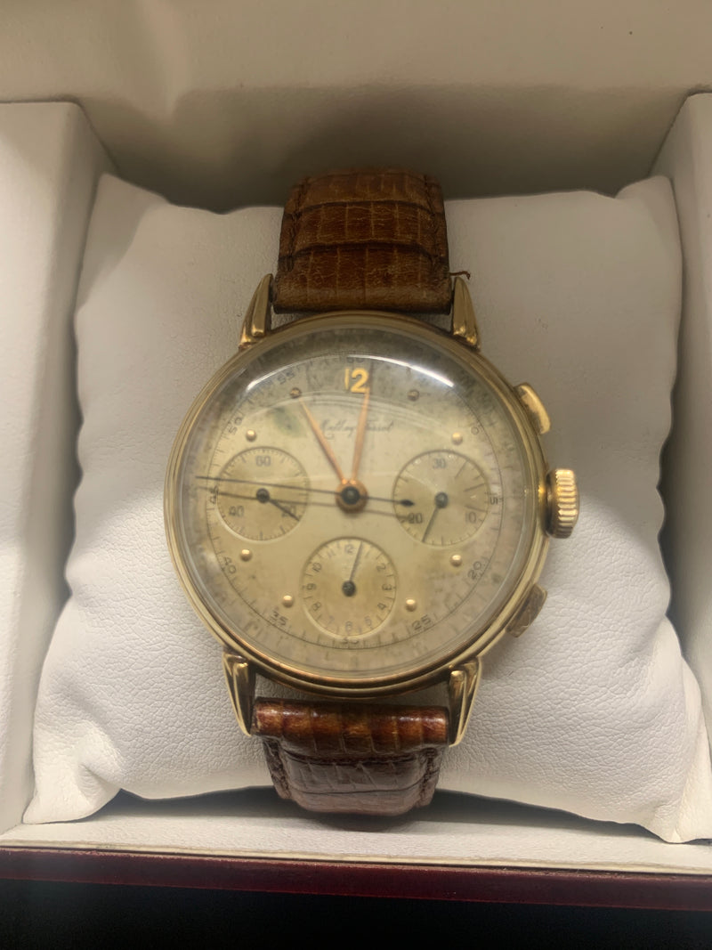 Mathey Tissot 14K Yellow Gold Chronograph Vintage c. 1940's - $20K APR w/ COA!!! APR57