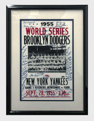 1955 Brooklyn Dodgers Three World Series Winning Pitchers Autographed  Presentation Piece Mounted on Wood Base