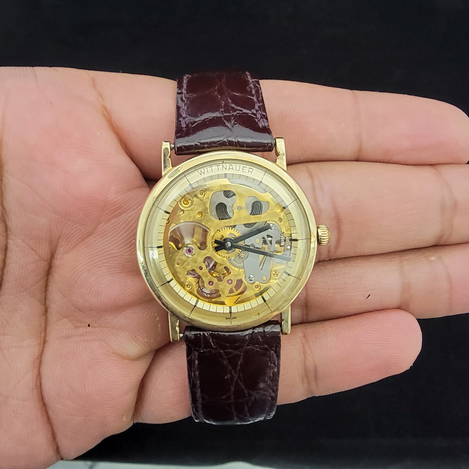 WITTNAUER Men s Classic Skeletal Watch w Gold tone circular Dial and