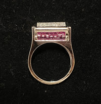 Contemporary Solid White Gold Reversible Ruby & Diamond Ring - $30K Appraisal Value w/CoA} APR57