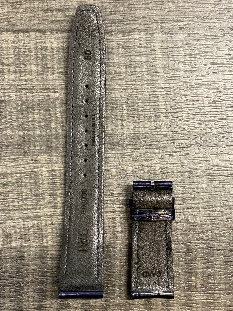 IWC Dark Blue Padded Crocodile Leather Watch  Strap - $800 APR VALUE w/ CoA! ✓ APR 57