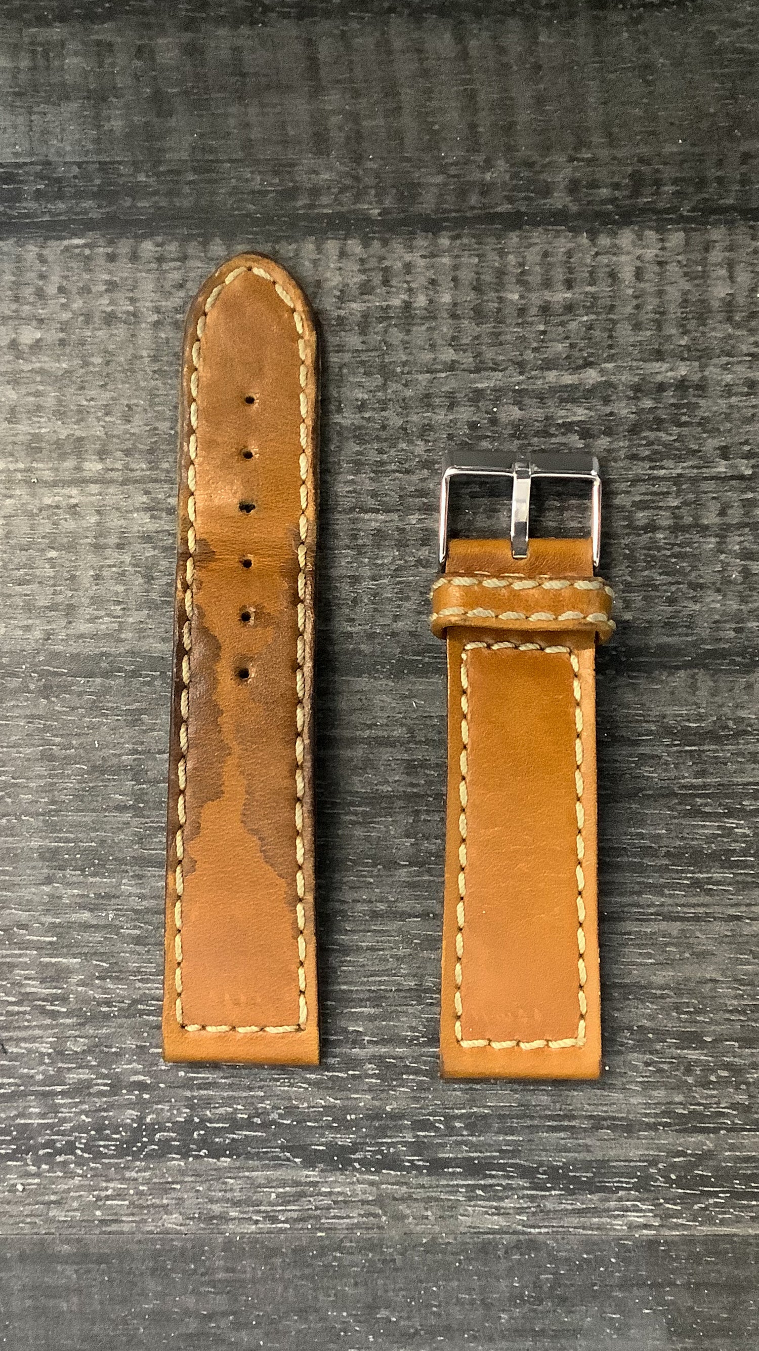 GLYCINE Original Brown Heavy Leather Watch Strap