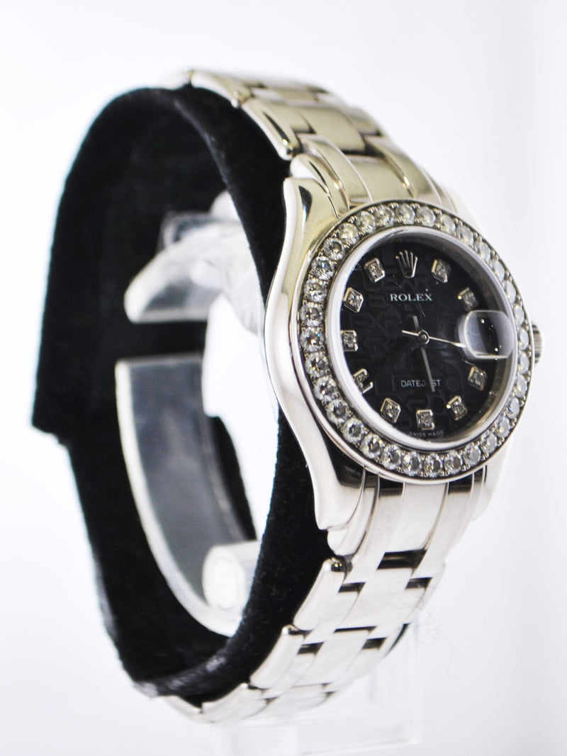 ROLEX Ladies Date-Just 18K White Gold Diamond Wristwatch w/ Black Face & Date - $70K VALUE APR 57