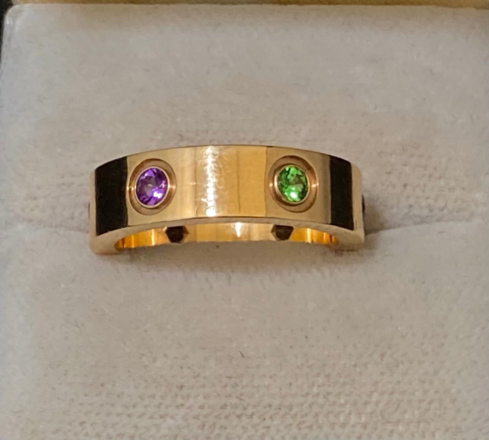 CARTIER Love Ring 18K Rose Gold with Sapphire Garnet Amethyst 8