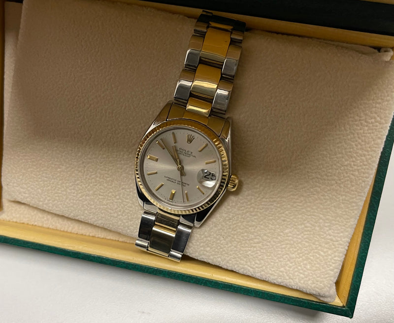 ROLEX Oyster Perpetual Datejust Midsize "Junior" Wristwatch YG & SS w/ Silver Oyster Dial - $20K VALUE APR 57